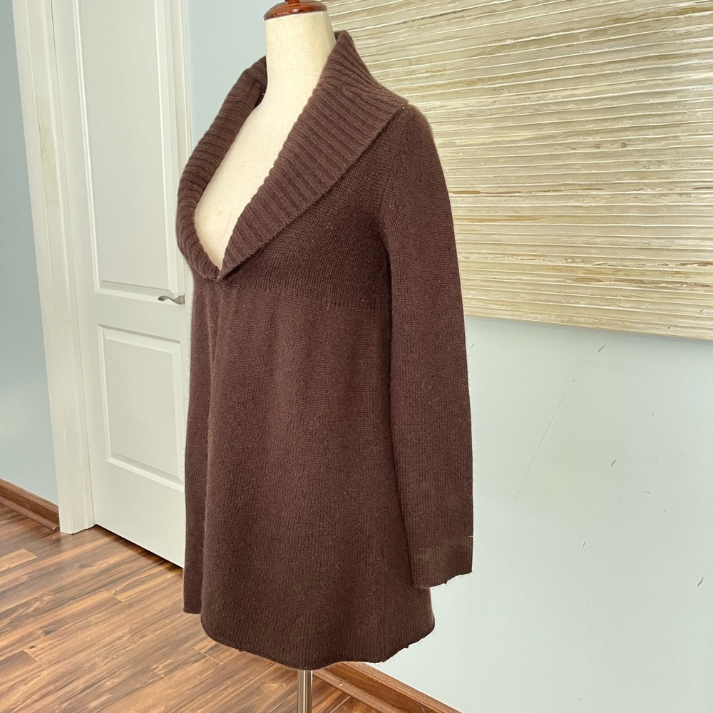 Lord & Taylor chocolate brown longline shawl collar cardigan size S - Picture 8 of 10